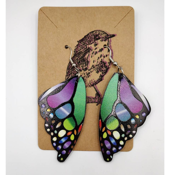 Butterfly Wings Boho Colorful Dangle Earrings - Picture 3 of 4